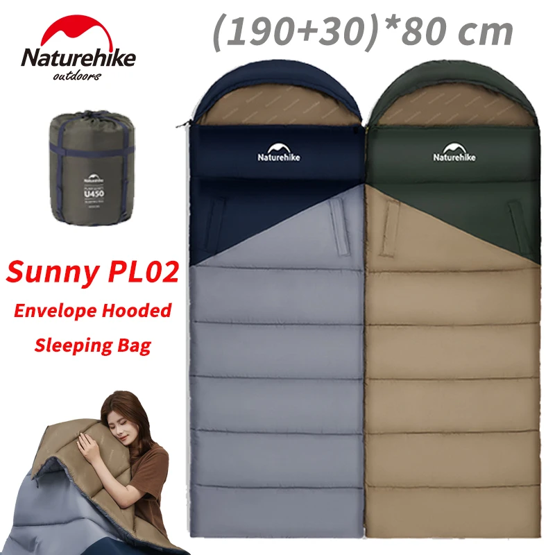 

Naturehike PL02 Envelope Hooded Sleeping Bag 4 Season Warm Stretchable Adult Quilt Splicing Double Sleeping Bag Travel Blanket