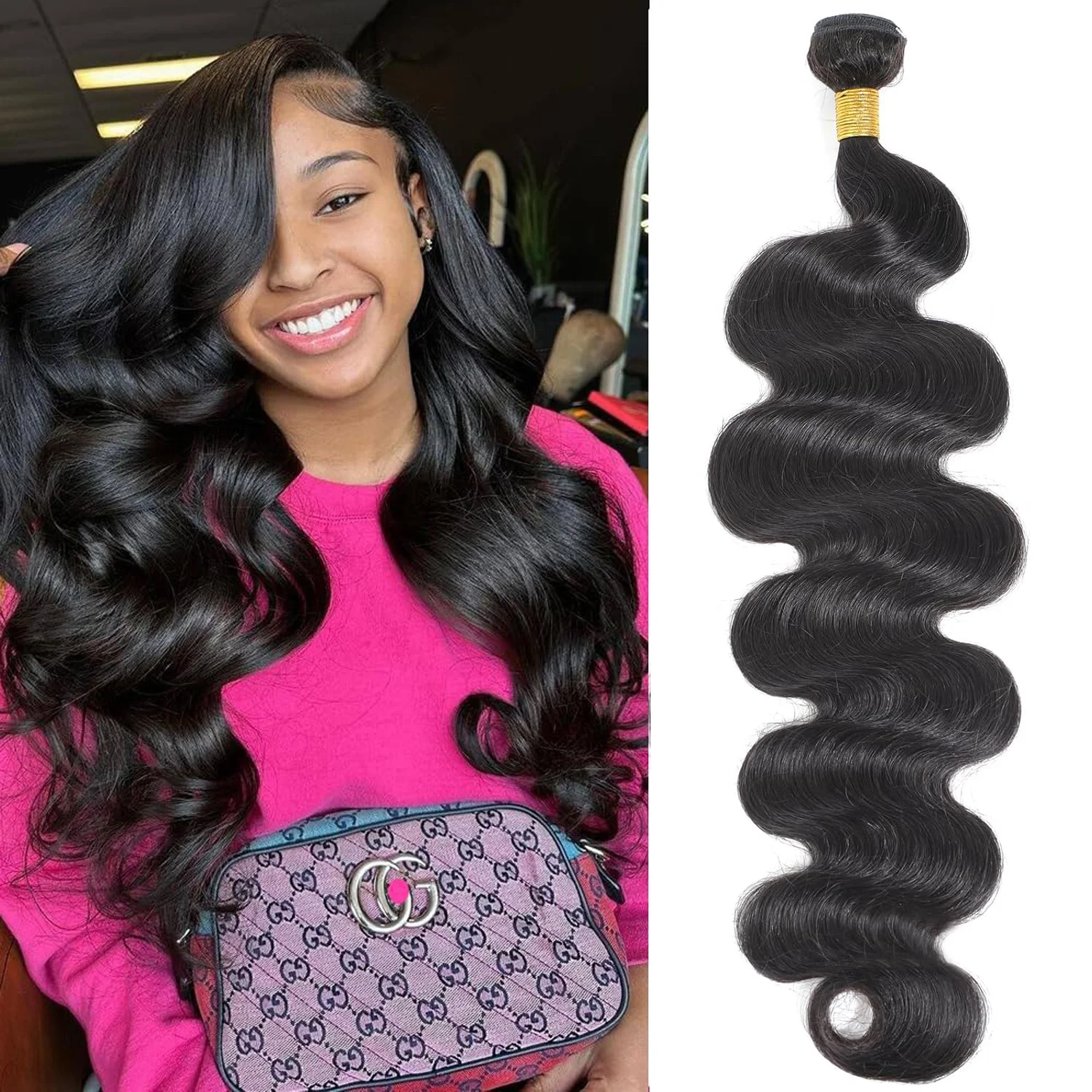 

Weft Weave Bundles Body Wave 1/3/4 Bundles Brazilian Human Hair Extension 40 42 Inch Quick Weave Natural Black