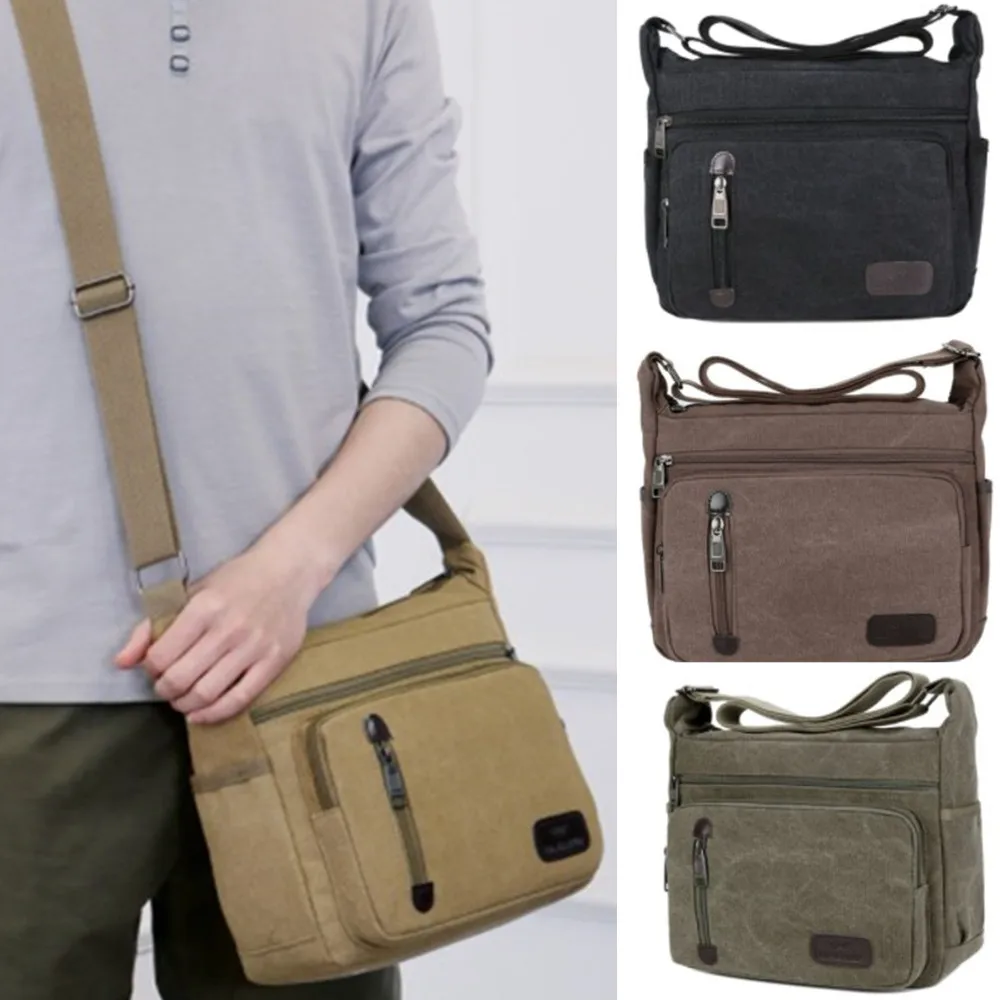 New Men Shoulder Bag Retro Washed Canvas Messenger Crossbody Satchel Single Back For Women Men Outdoor Travel Shoulder Tote Bags