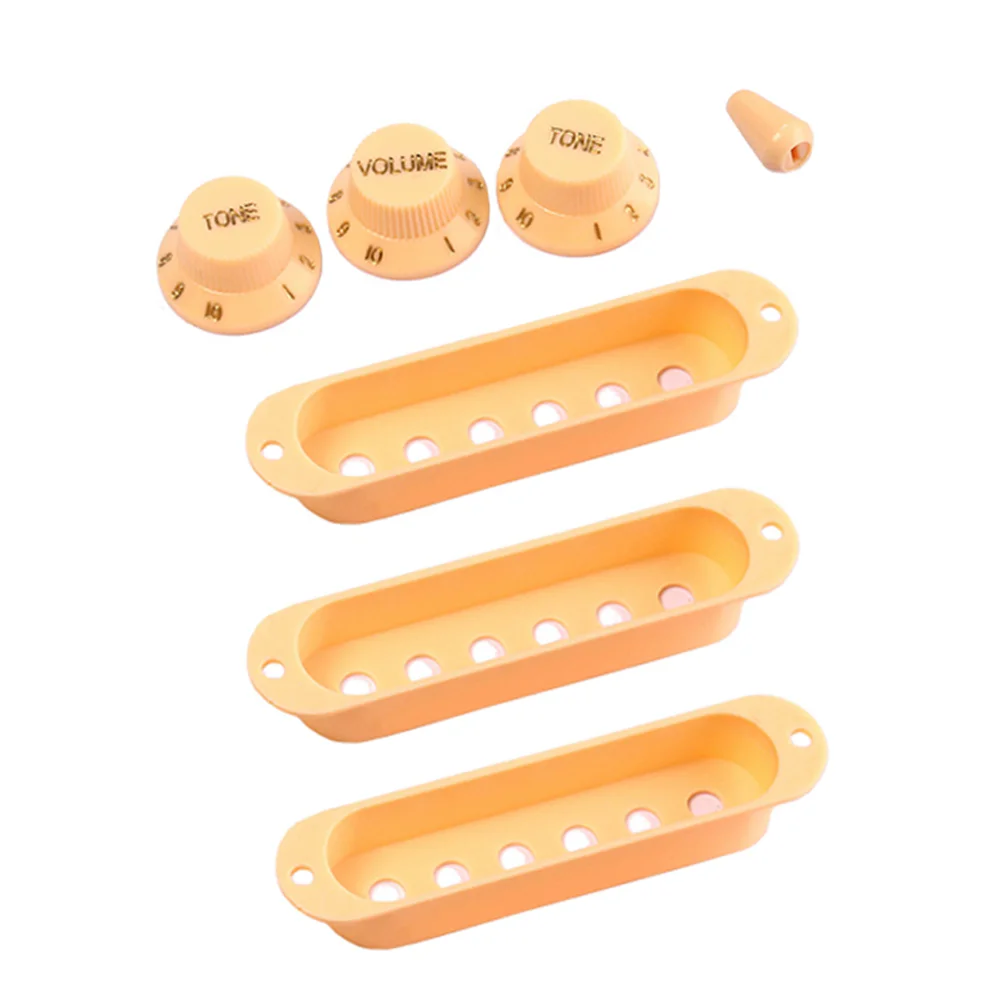 3 PCS 48/ 50/ 52mm Single Coil Pickup Covers Volume Tone Knobs Tip Set for ST Electric Guitar Replacement Parts (Beige)