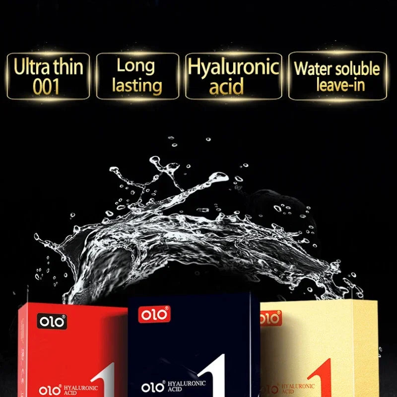 OLO 10pcs Hyaluronic Acid Condom 001 Ultra thin Large Particle Condom Adult Sexual Products Full Oil Smooth sex toys Condones