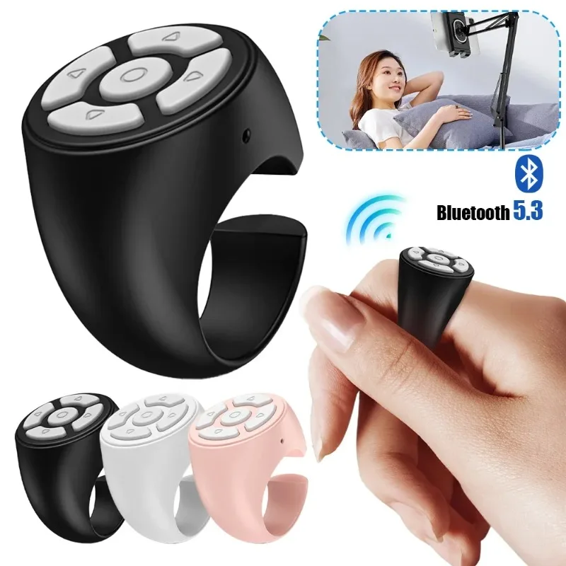 Bluetooth 5.3 Jari Bergulir Remote Control Video Ponsel Remote Control Tongkat Selfie Pengontrol Ujung Jari Halaman Otomatis
