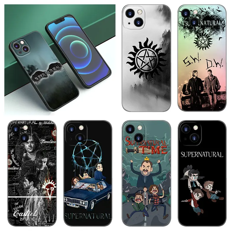 Supernatural SPN Dean Sam Phone Case For Apple iPhone 12 13 Mini 11 14 15 Pro Max 7 8 Plus X XR XS SE 2020 2022 Black Case