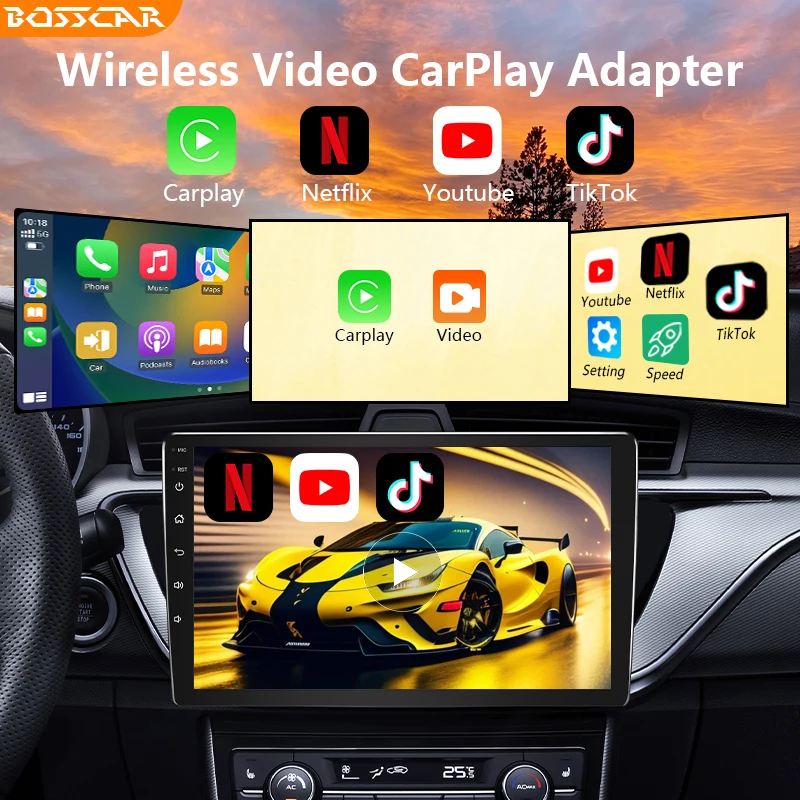 

BOSSCAR 2Din Car Radio QLED 7/9/10 Inch Carplay Wireless GPS Multimedia Video Player Android Universal Rearview Camera Autoradio