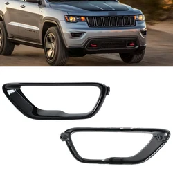 Black ABS Car Front Fog Light Cover Grill Fog Lamp Frame Bezel Trim For Jeep Grand Cherokee 2017 2018 2019 2020 2021