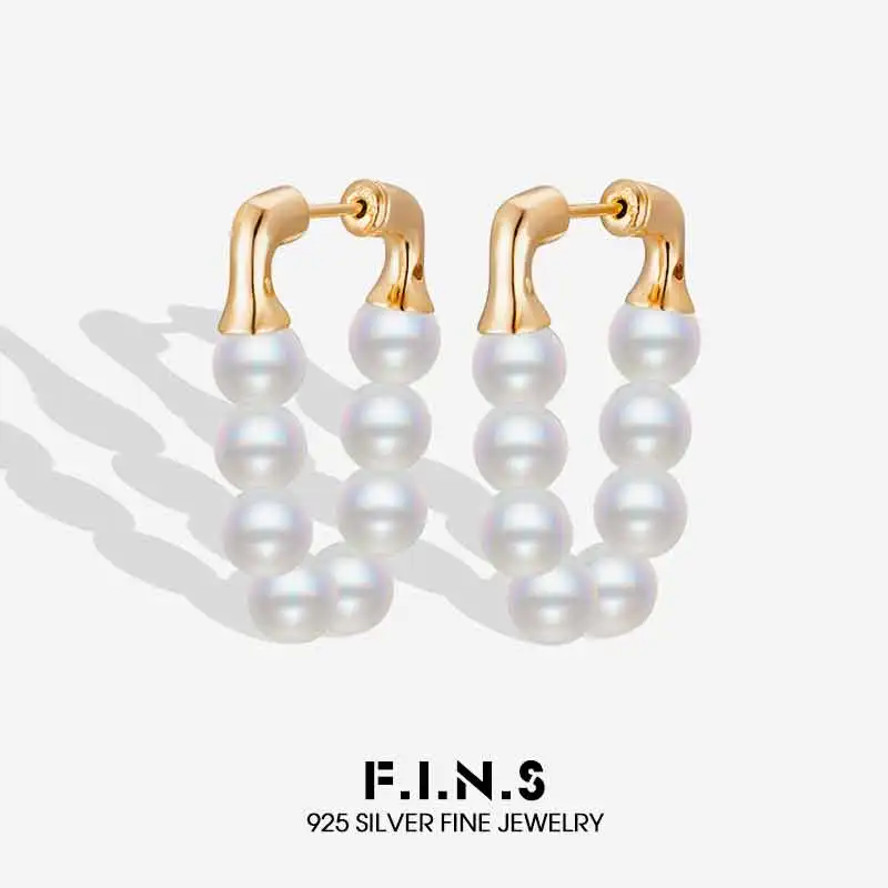 

F.I.N.S оригинальные серьги-гвоздики из стерлингового серебра 925 пробы с жемчугом, женские элегантные серьги-гвоздики для пирсинга спереди и сзади, ювелирные аксессуары