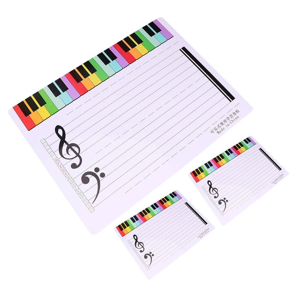 3pcs Music Staff Whiteboard Reusable Erasable Plastic Tool Lightweight Note Writing Music Teaching Boards Erasable Note