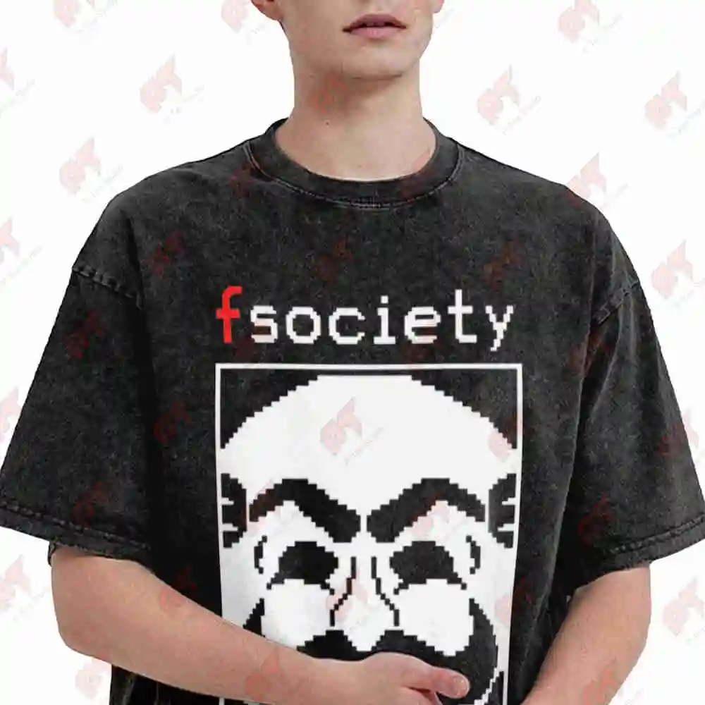 Mr Robot Fsociety Are You 1 Or 0 Vintage Washed Tee Pure Cotton T-Shirt