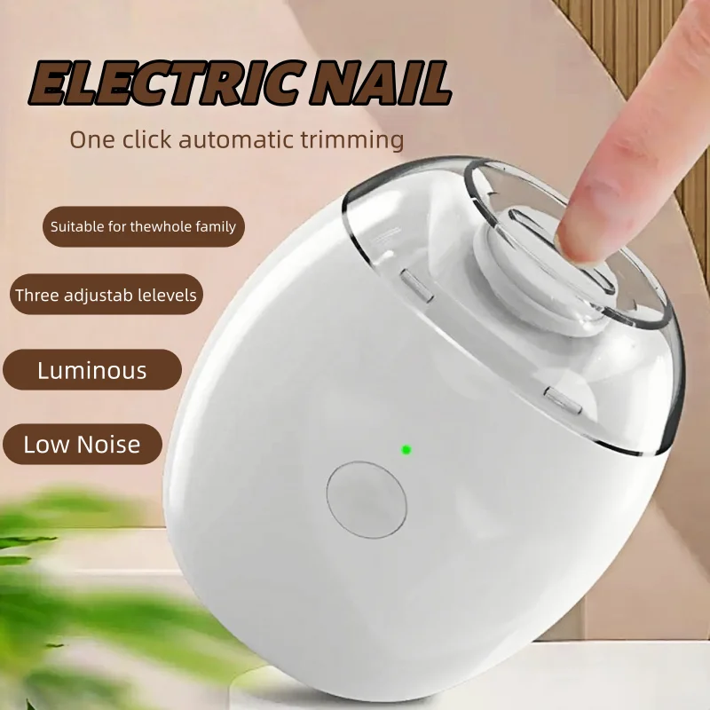 Cortador de Unhas Elétrico 2 em 1 com Luz LED, Lixadeira Automática para Bebês e Idosos, Ferramentas Mini Manicure para Cuidados com as Unhas