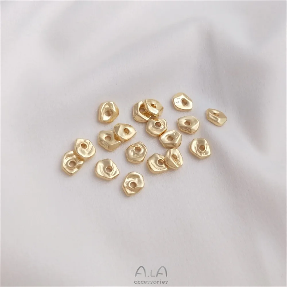 14K tasche von reales gold unregelmäßigen kleine gebrochen gold spacer gebrochen gold und silber bead spacer dichtung DIY bead zubehör