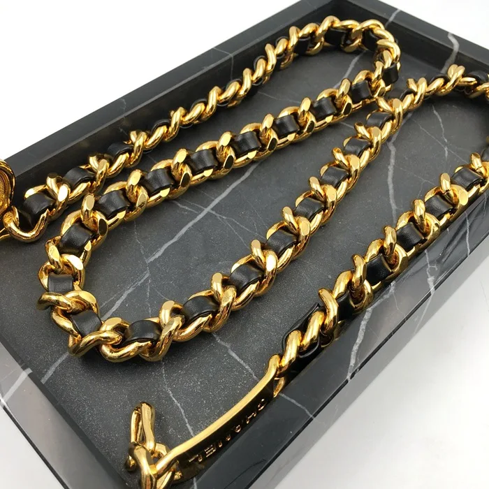 

European and American leather woven chain waist chain