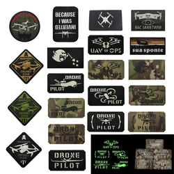 Tactical Bag Accessories WARNING DRONES ZONE 3D PVC Rubber Badge Laser Cut IR Glow Glow-in-the-dark Outdoor Backpack Patch