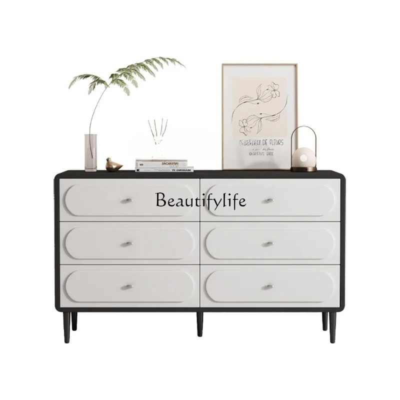 TQH Modern Retro Six-bucket Cabinet Master Bedroom Bedside Cabinet Simple Wall Storage Eight-bucket Cabinet