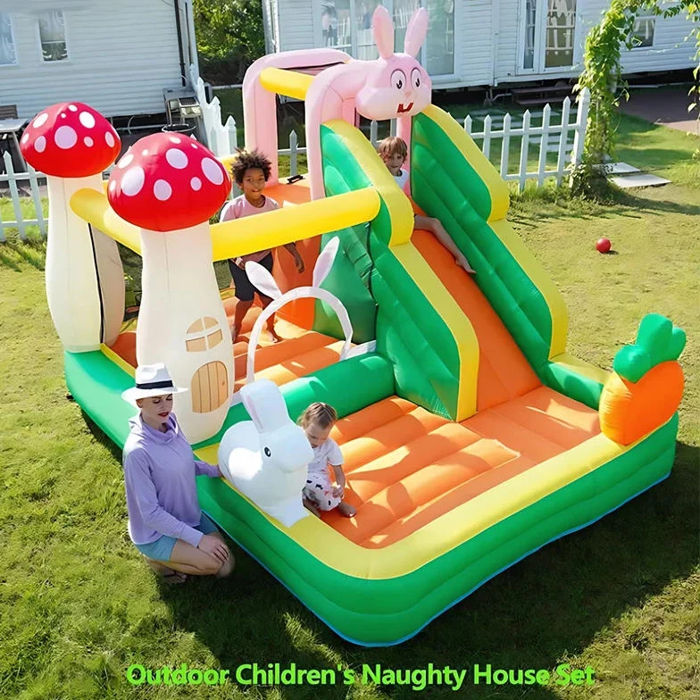 

Новый детский надувной замок-грибной тематический игровой домик, уличный надувной шезлонг с горкой, игровое оборудование для детского сада