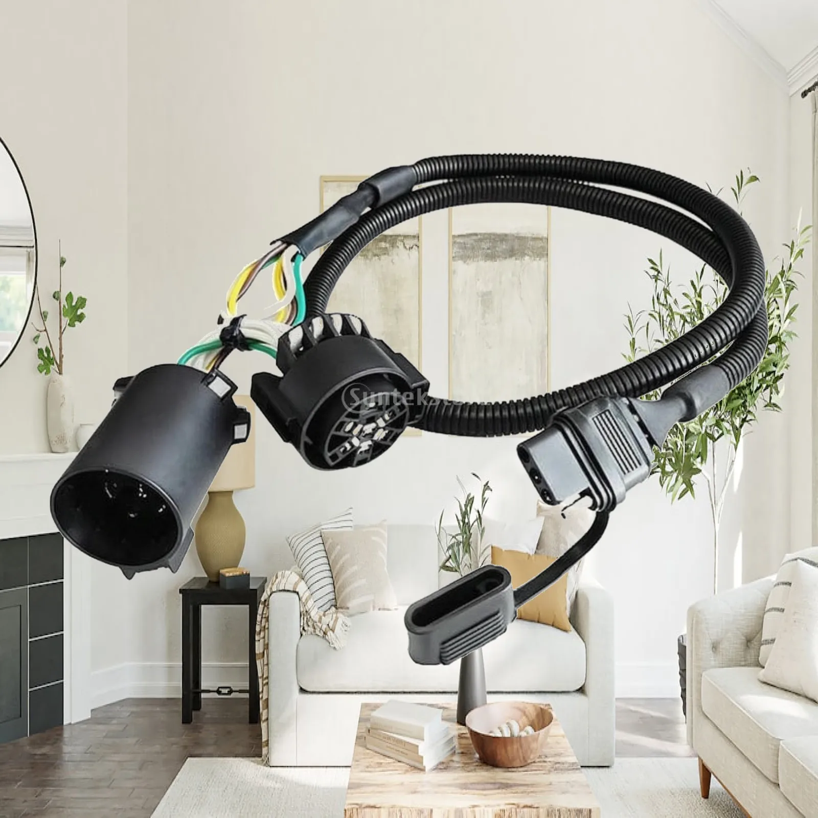 7-Pin to 4-Pin Trailer Wiring Harness Weather-Resistant American-Style Trailer Wiring Adapter with Dust Cover Weatherproof