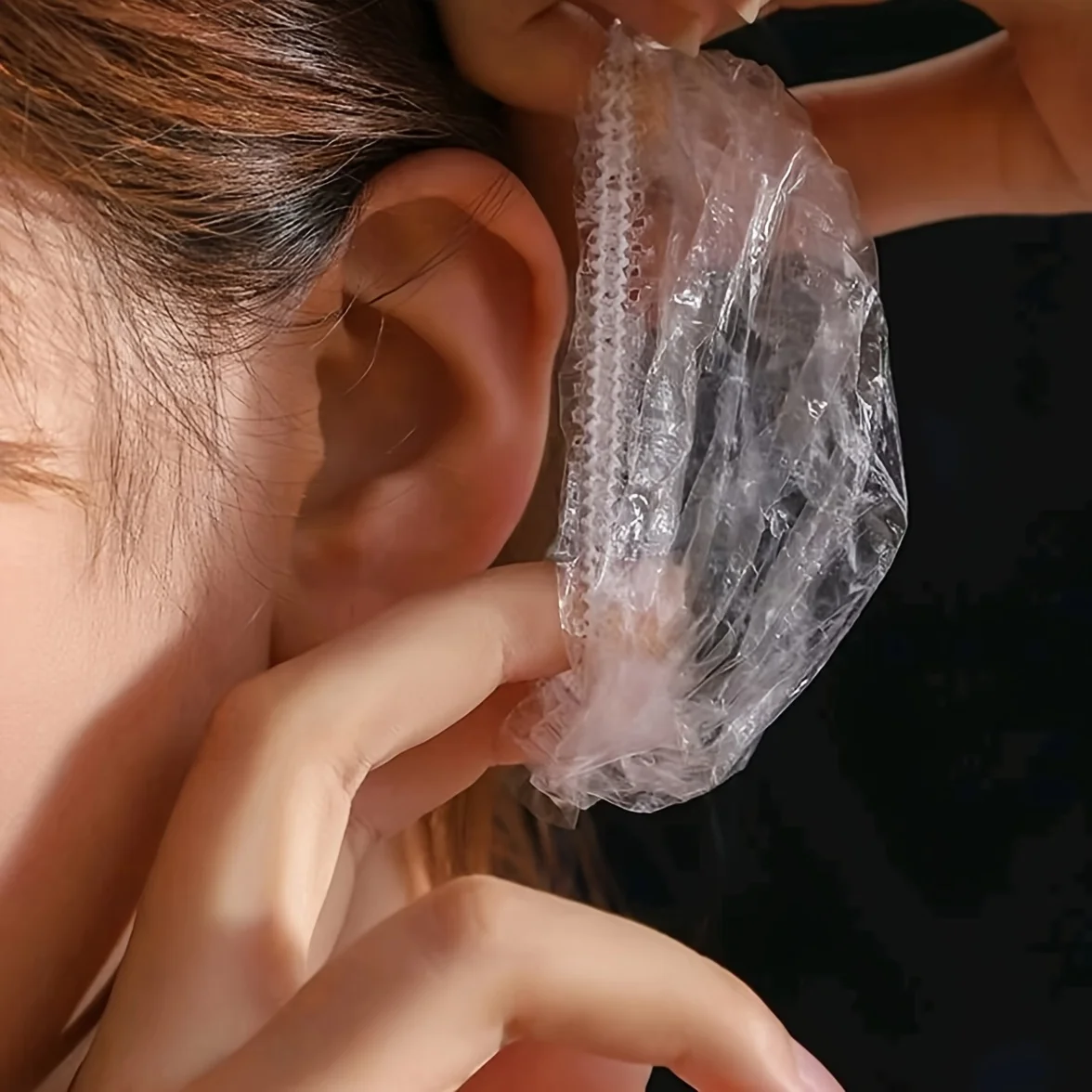 vvocci 100/200/500Pcs Disposable Ear Care Cover Earmuff Protective Handy Gadget, Transparent High-Quality , Salon Use ，