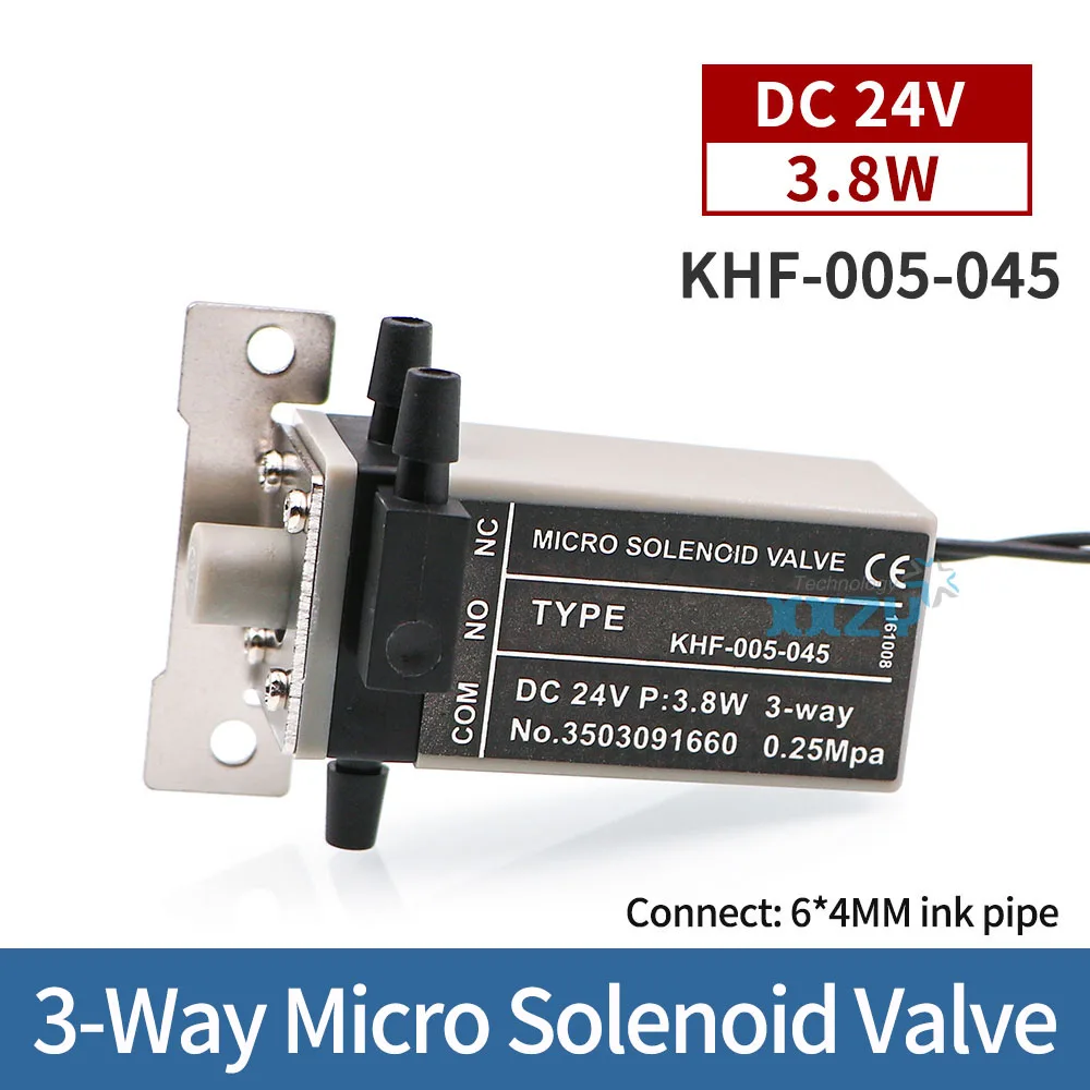 3-Way Micro Solenoid Valve KHF-005-045 for UV Printer 3.8W 24V Magnetic Valve for Gongzheng Starfire 1024 Flora Printer