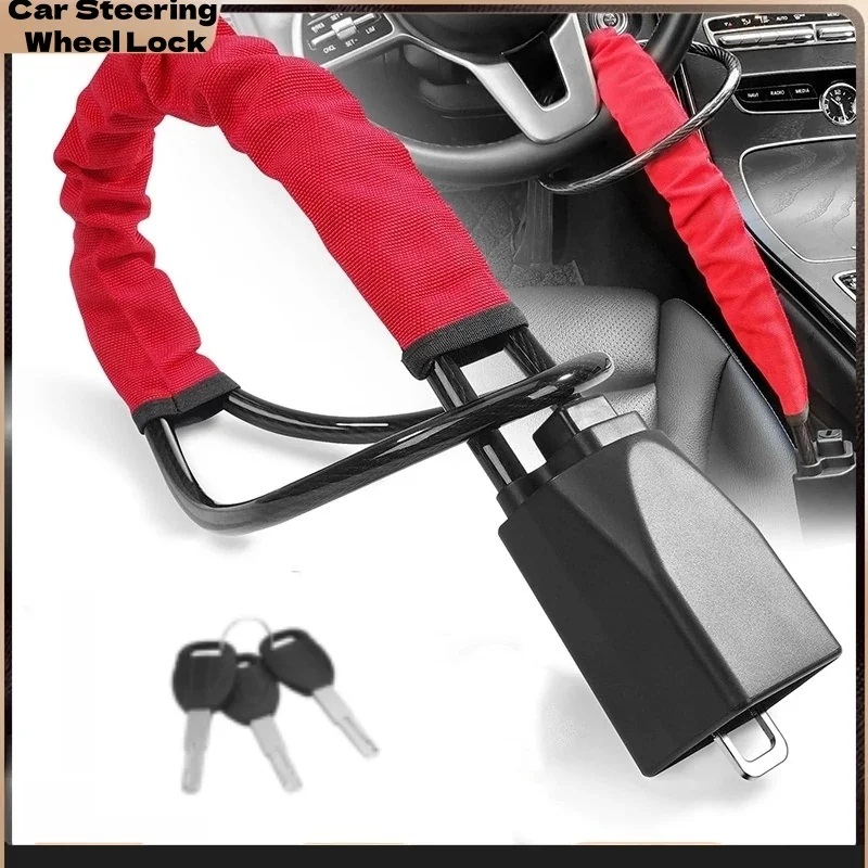 Universal Car Steering Wheel Lock With Seat Belt Buckles Sturdy Lock Theft Prevention Anti Device Lock For Truck SUV Van RV