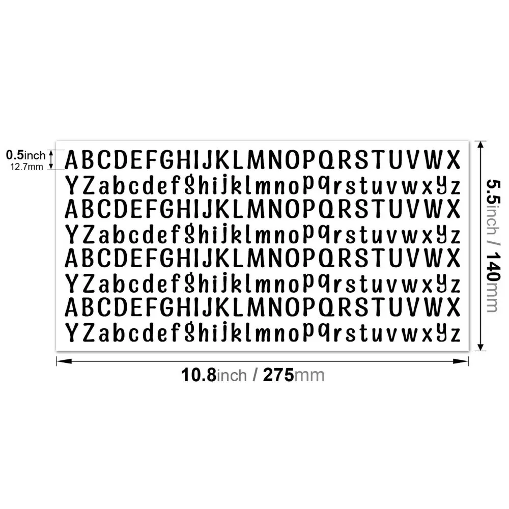 2Pcs 0.5 Inch 26 Black White English Letters Alphabet Uppercase lowercase Stickers Self-adhesive DIY Scrapbooking Diary Journal