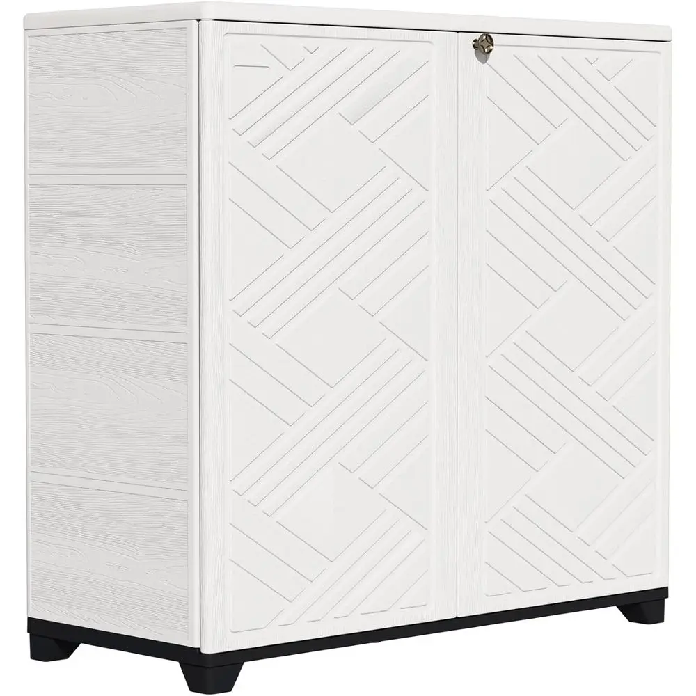 Indoor/Outdoor Storage Cabinet Waterproo, 34"x15"x34" Plastic Outdoor Storage Box or Garden Balcony Bathroom, All Weather Outdoo