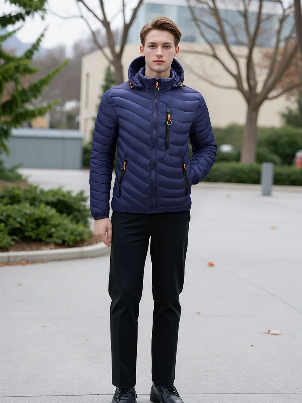 سترة شتوية للرجال خفيفة الوزن مقاومة للرياح مقاس 6XL، سترات مبطنة للرجال مع غطاء رأس قابل للفصل، معطف كاجوال كبير الحجم للرجال