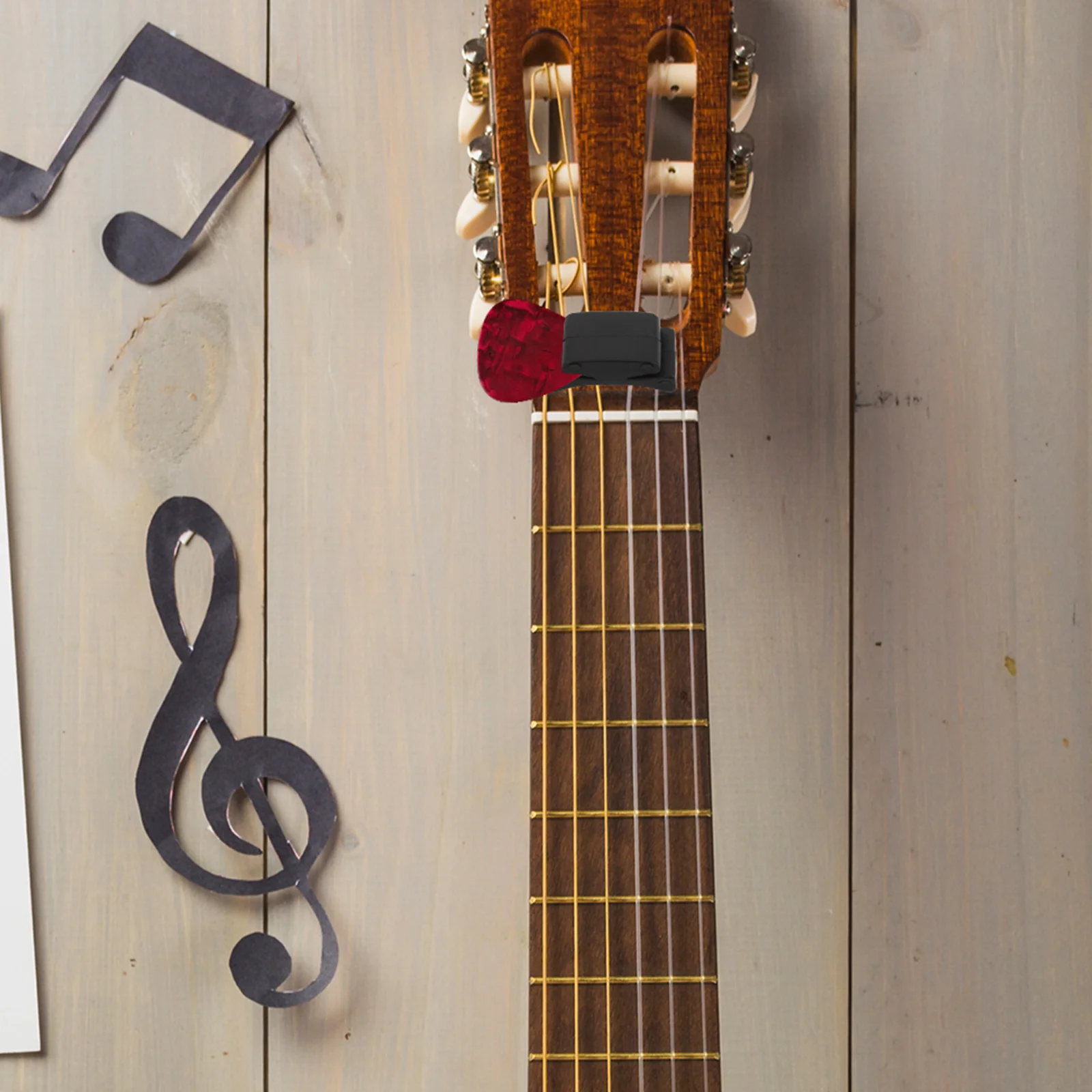 

6 Pcs Guitar Accessory Set Plectrum Holder Display Stand Acoustic Pick Holders Rubber Clip Fix on Headstock Gadgets Bass