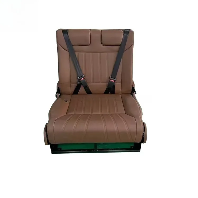 Customize Velvet Cloth And Nappa Leather 2-fold Motor Homes Bed Seat Hidden-headrest Camper Van Seat Bed For RV Campervan Carava