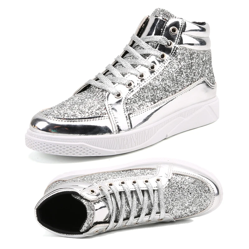 2024 Thick Soled Sequins Trendy and Fashionable Casual Sporty Breathable Lightweight European American Nightclub Couple Shoes