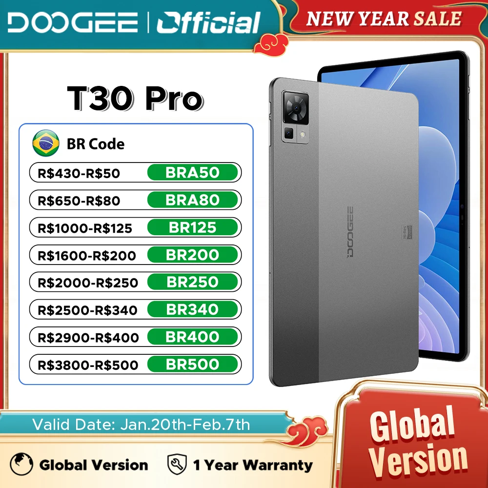 Versão global doogee t30 pro tablet 11 ''2.5k display dhev sÜd certificado 8gb 256gb helio g99 quad alto-falante 20mp câmera 8580mah