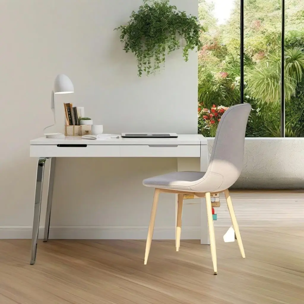 

High Gloss White Desk - 39.4x19.7x29.9 Engineered Wood Home Office Furniture