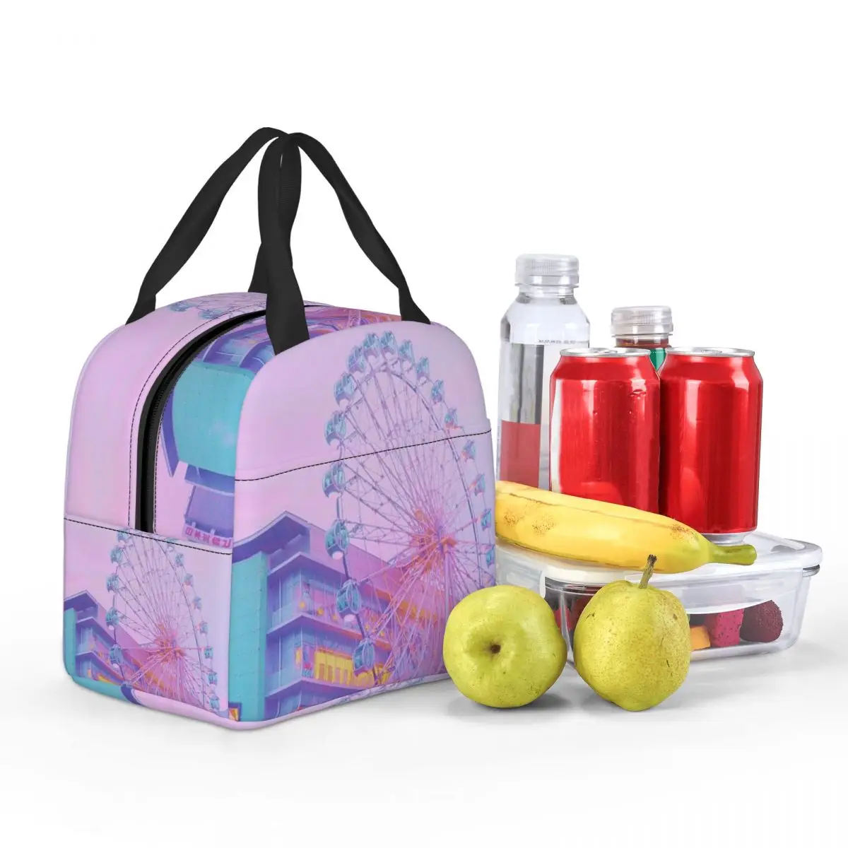 One Urban Ferris Wheel Pattern Insulated Lunch Bag for Kids School Cooler Thermal Food Box Tote Portable Lunch Boxes Container view 3
