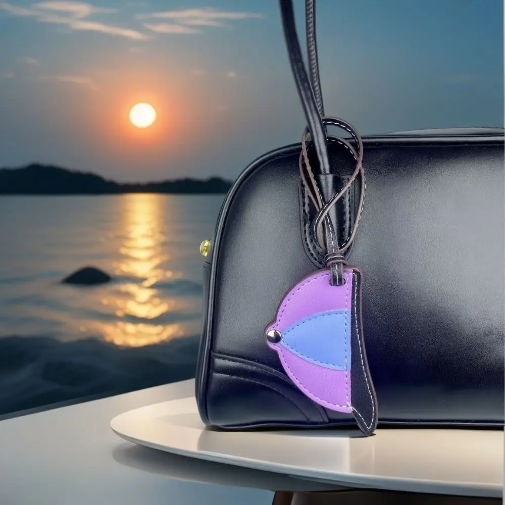 قبعة بيسبول من جلد البولي يوريثان مخيطة يدويًا - إكسسوار قلادة حقيبة صغيرة على شكل كتلة ملونة #3