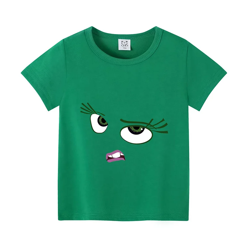 Inside Out 2 Disney T-shirt Cute Cartoon Emotion Expression Printed Colorful Tee Kids Summer Clothes Short Sleeve Tops Clothing