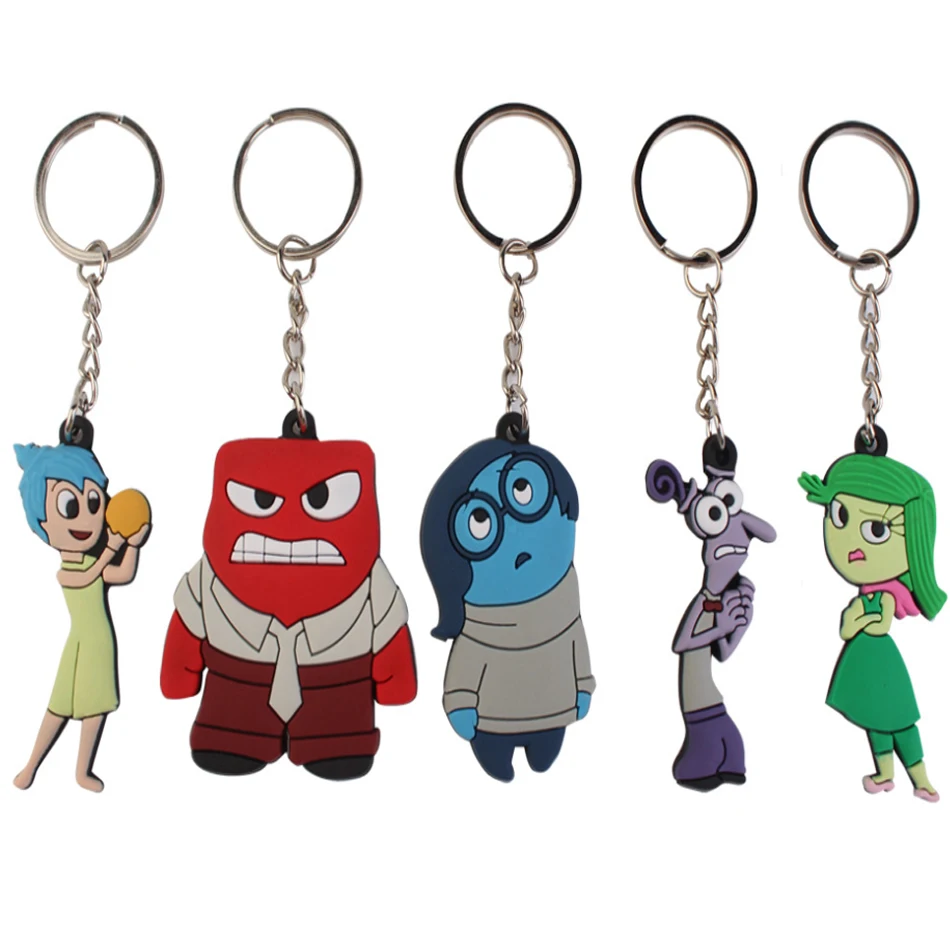 Anime Inside Out 2 Figurka Brelok Joy Anger Sadness Disgust Fear Postać z kreskówki Breloczek do kluczy Model Lalka Zabawka Prezent dla dzieci