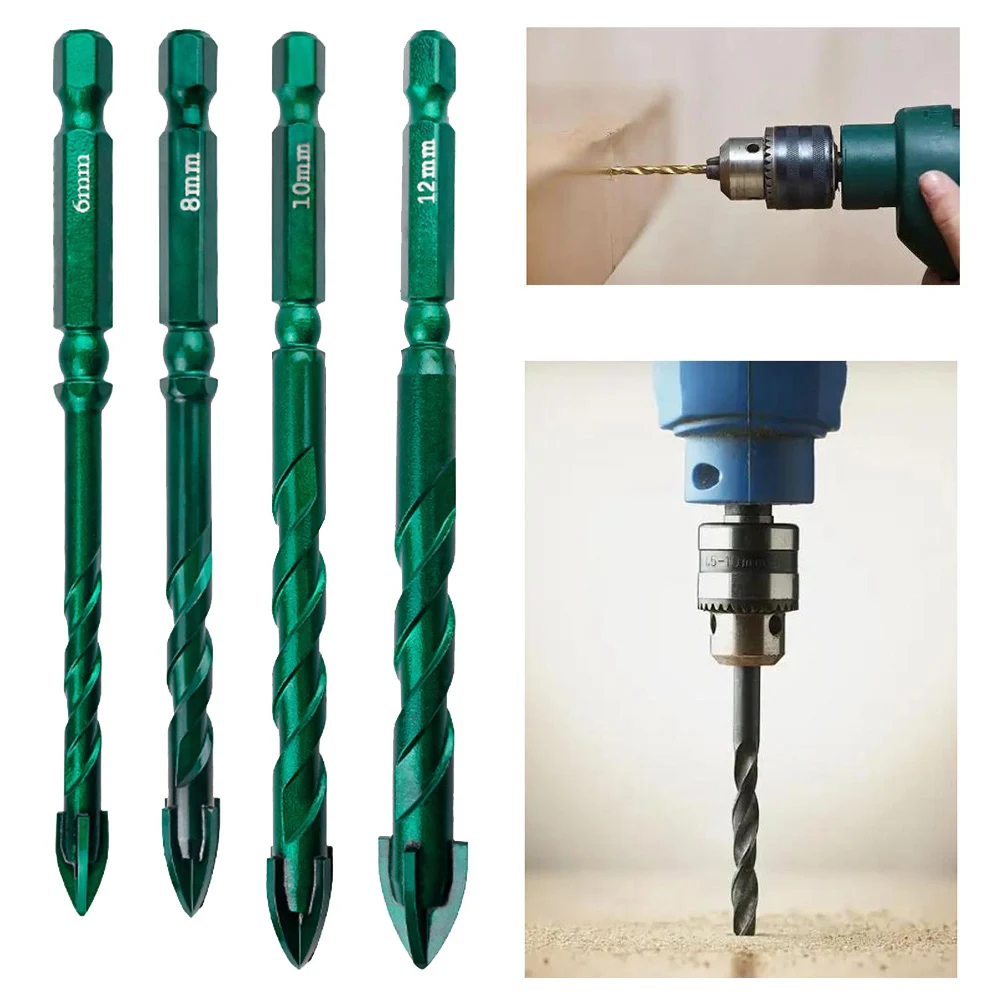 1/4pcs 6/8/10/12mm Carbide Triangle Drill Bit For Glass Marble Granite Tiles Brick Wall Wood Plastic Multi-function Drill Bit