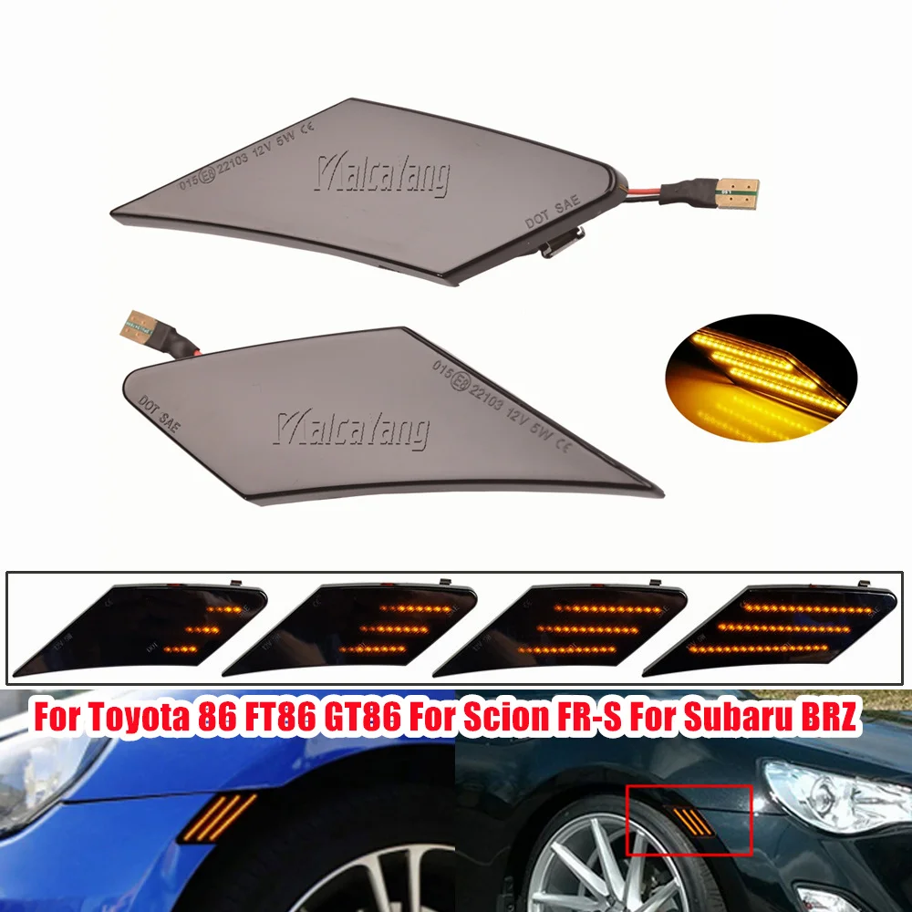 2x LED Dynamic Turn Signal Light For Toyota 86 FT86 GT86 Side Marker Indicator Sequential Lamp For Scion FR-S For Subaru BRZ