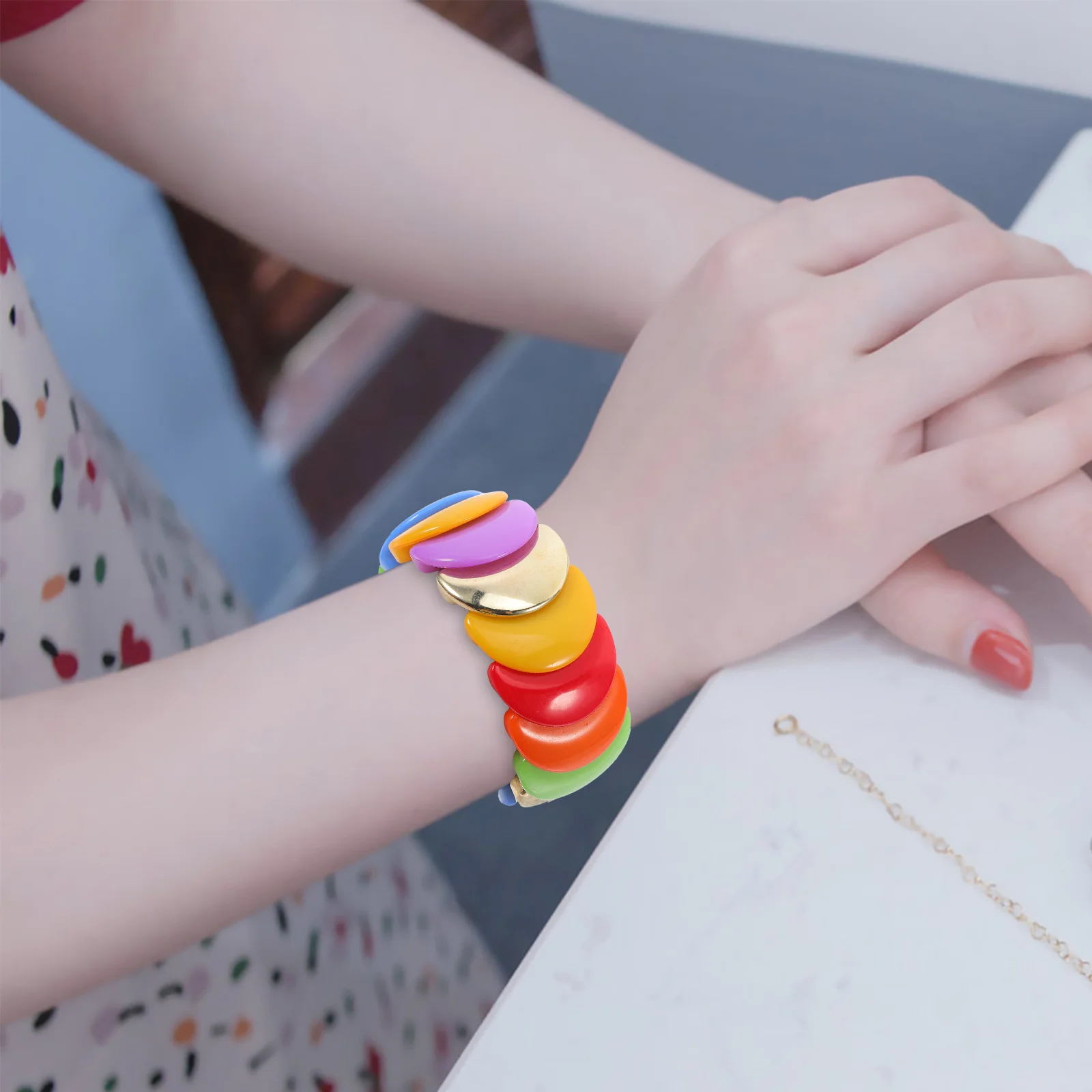 

Bright Acrylic Bangle Bracelet Chunky Geometric Cuff Vintage Style Beaded Wristbands for Women Fashion Jewelry Party Favor