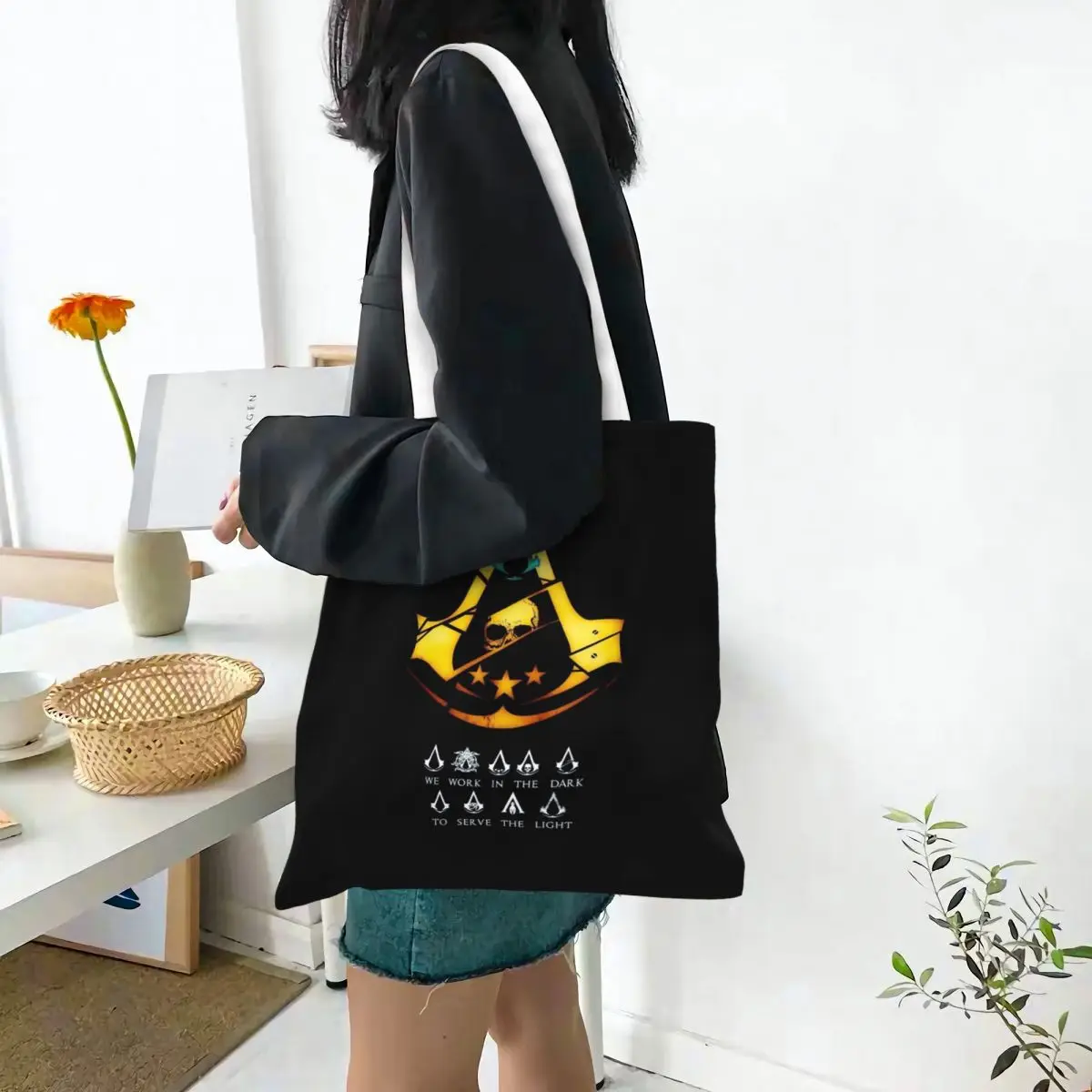 Assassin's Creed Game  Shopping Bags Reusable Canvas The Tote Bag Women Shoulder Tote Travel Handbag