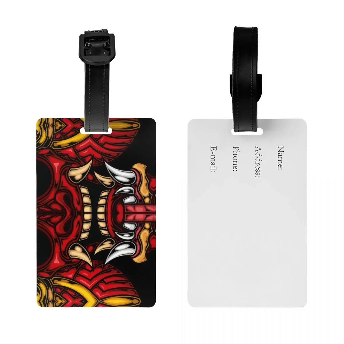 Hannya Barong Luggage Tag for Suitcases Fashion Japanese Samurai Demon Oni Baggage Tags Privacy Cover ID Label