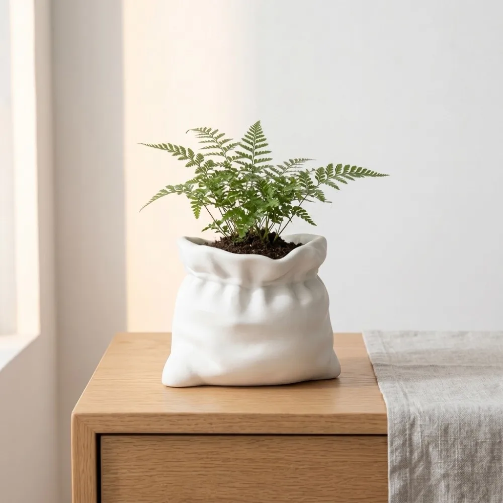 3D Printed Planter Vase Pouch Shape Minimalist Flower Pot Creative Multifunctional Flower Vase