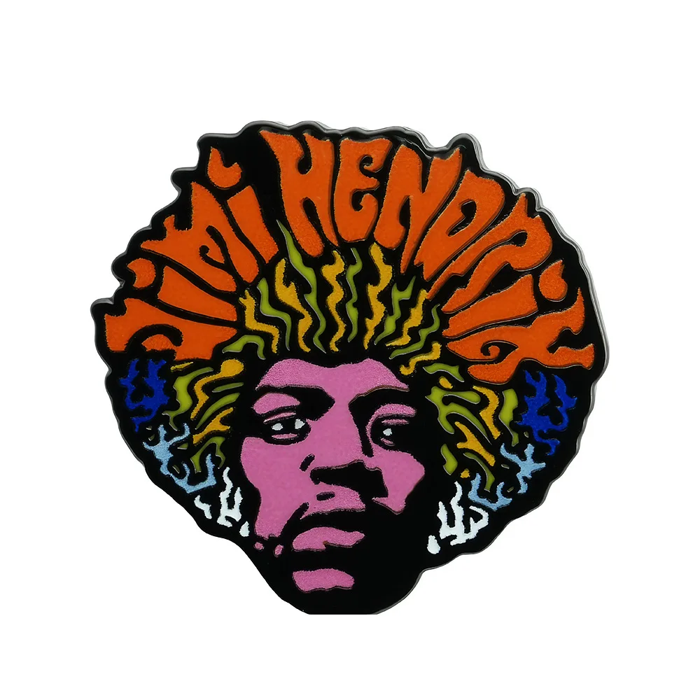 1pc rock cantor jimi hendrix broche de metal acessório de broche de guitarrista elétrico