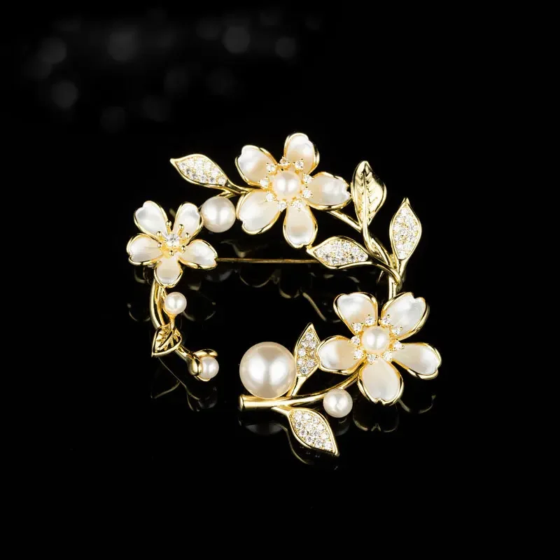 Shining U Wreath Simulated Pearl Brooch for Women Fashion Accessory Gift