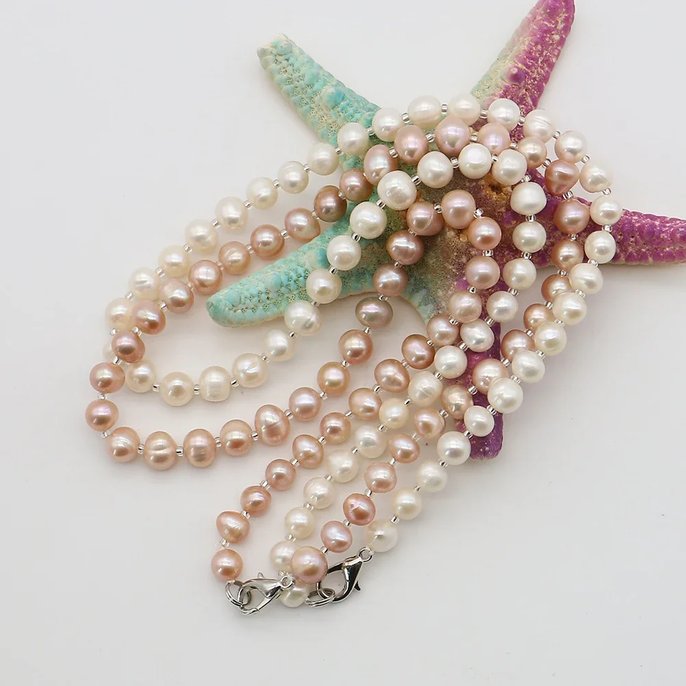 

Элегантное и изысканное ожерелье из натурального пресноводного жемчуга неправильной формы с круглым прямым отверстием, фиолетовое и белое жемчужное ожерелье в стиле барокко, ювелирные изделия, подарки