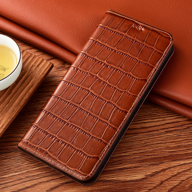 For Asus Rog Phone 3 5 5S 6 6D 7 8 9 Pro Ultimate FE Bamboo Knot Pattern Of Genuine Leather Flip Phone Case Cowhide ScratchProof