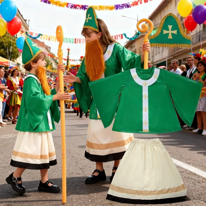 زي عيد القديس باتريك الأيرلندي للأطفال، زي البرسيم التنكري، أزياء الحفلات، أداء المسرح، مجموعة موضوع المهرجانات #1
