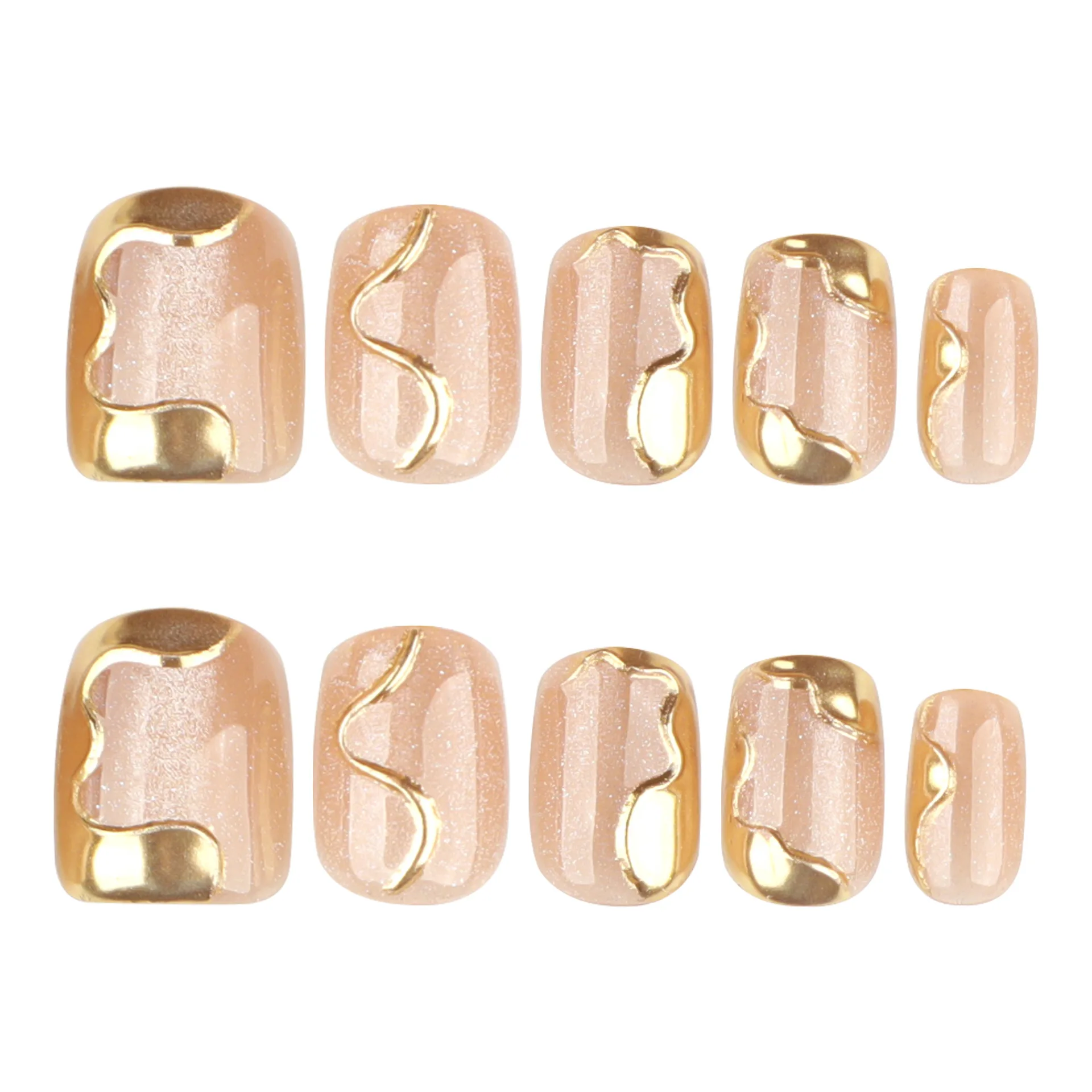 

24PCS Luxury Gilt French Design Fake Nails European American Autumn Winter Press on Acrylic Nails Almond New Style False Nails