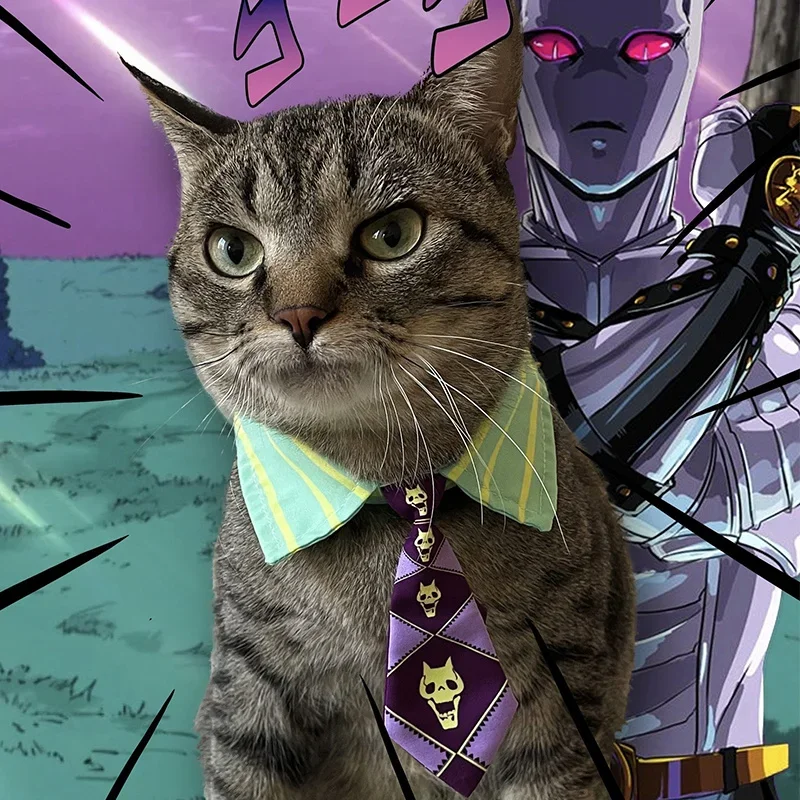 Pets Costume JoJo's Bizarre Adventure Kira Yoshikage Necktie JOJO Cosplay Tie Guido Mista Cosplay Costume for Pet Little Cat Dog