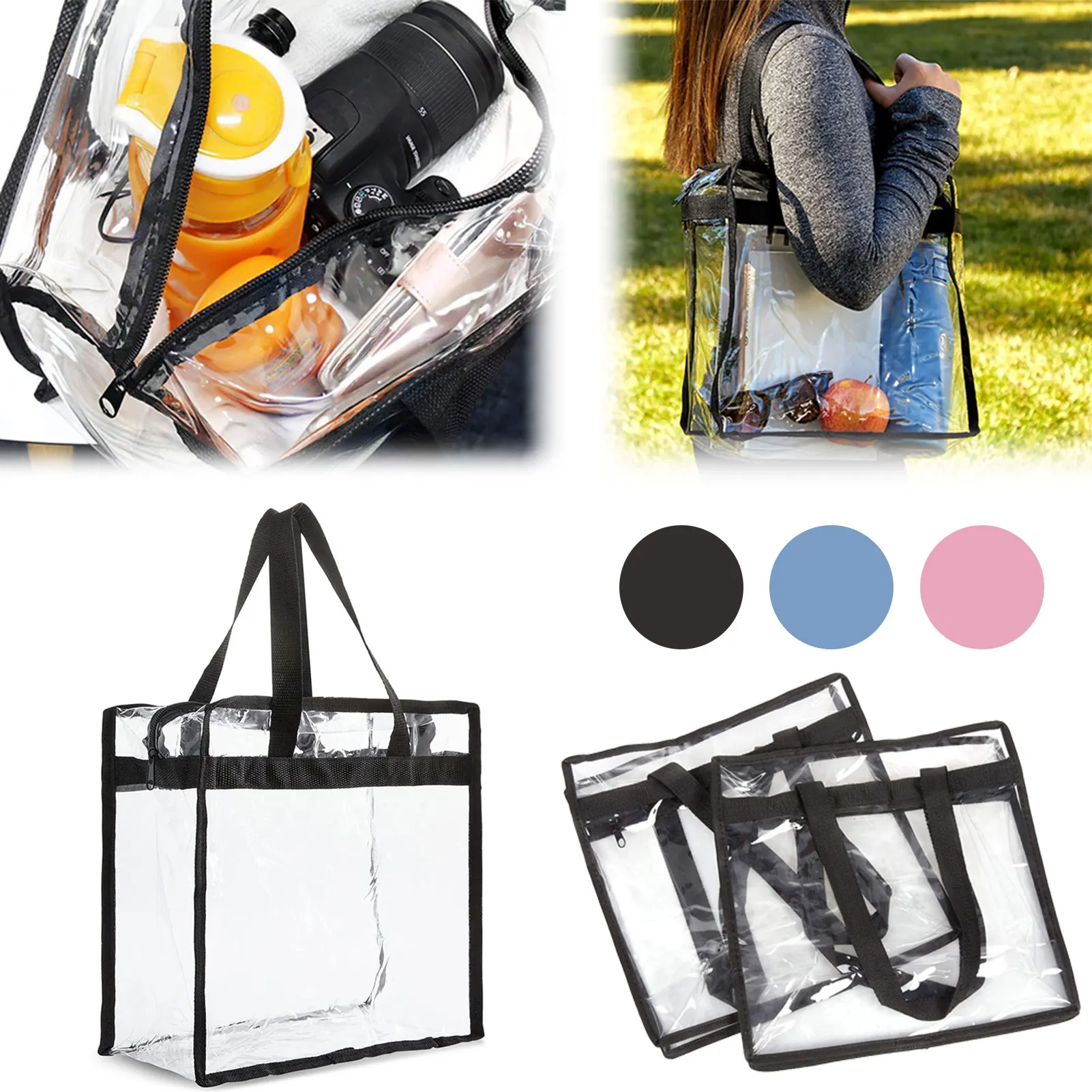 Transparent Handbag Large Capacity Shoulder Crossbody Bag Fashion Waterproof Carry Bag For Travel Shopping Storage Pouch