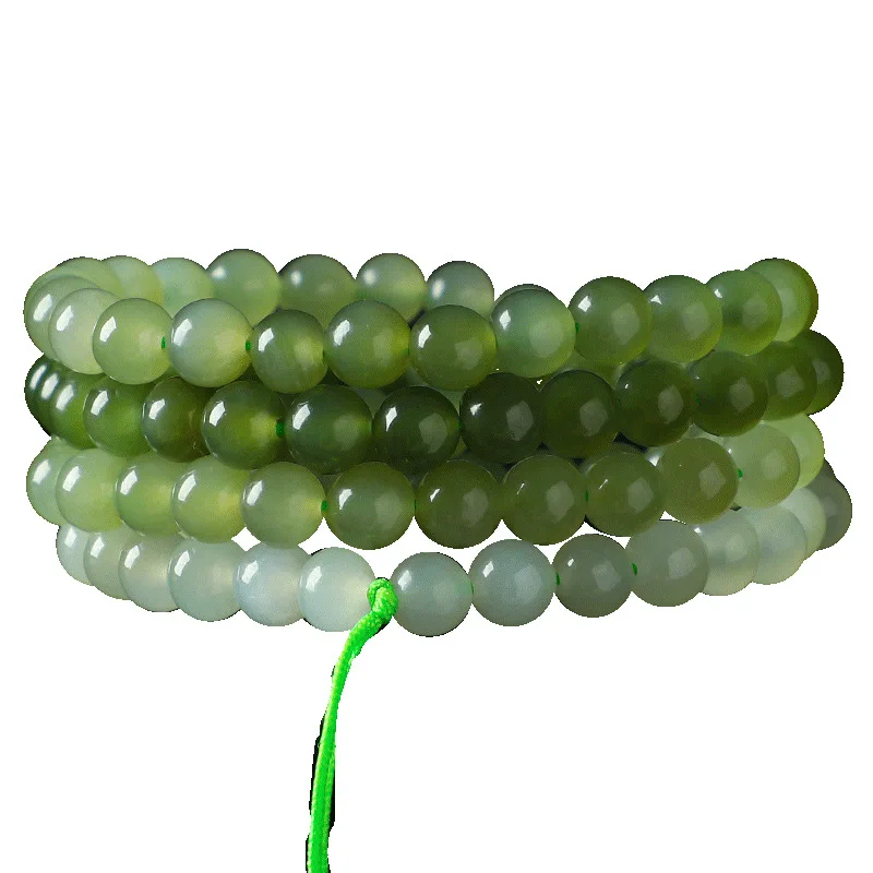 

Ювелирные изделия из натурального нефрита Хэтянь, зеленый нефрит, градиент, круглая бусина, нефритовое ожерелье, мужские и женские подвески