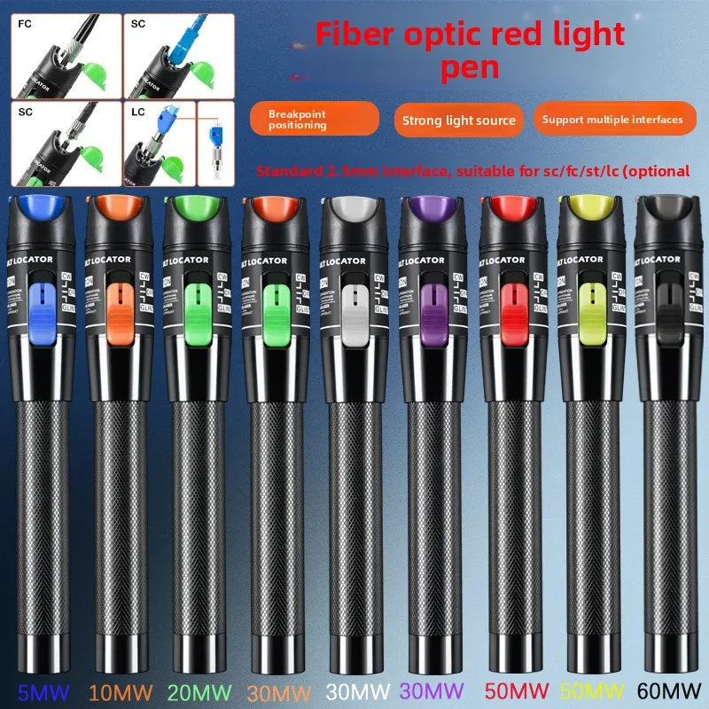 High Power Fiber Optic Red Light Pen 1 100 Km Range With 5 10 15 20 30 50 60 Mw For Fiber Optic Network Troubleshooting